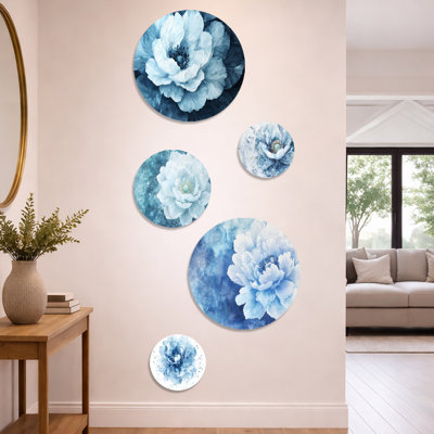 Radiant Symphony Of Peony Under Water - Peony Metal Art Wall Decor Set of 5