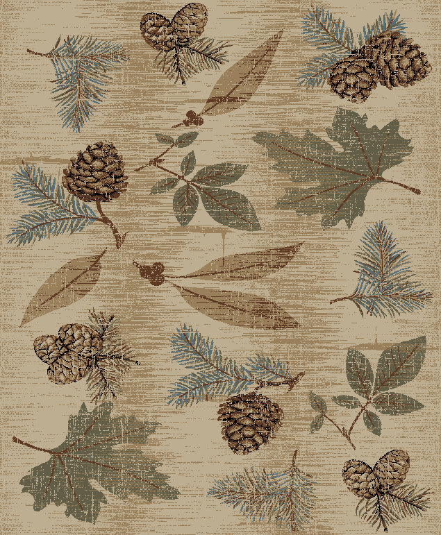 Tapis beige / bleu Perz, Rectangle 5 pi 3 po x 7 pi 3 po