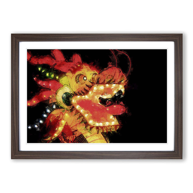 Chinese Dragon - Picture Frame Painting Print, 48cm H x 65cm W x 2cm D, Walnut Framed