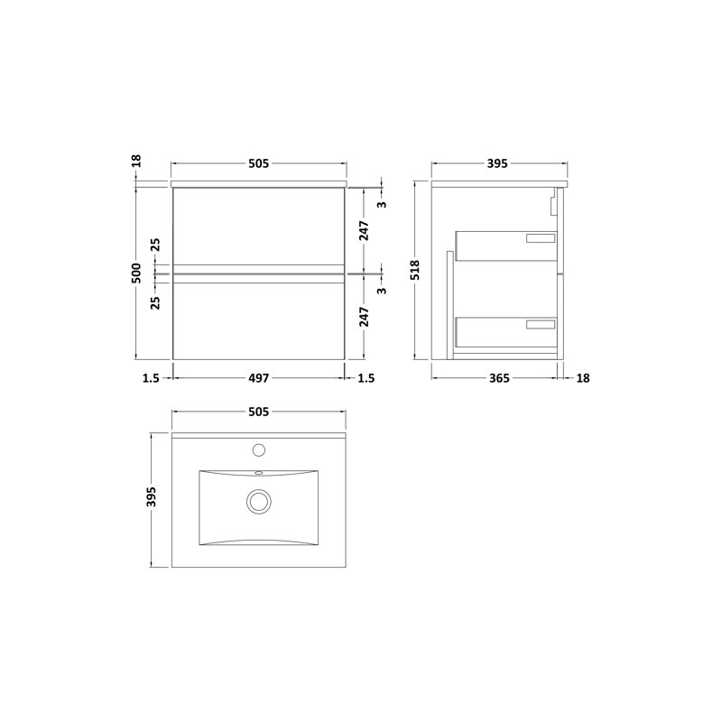 Urban 505mm Single Bathroom Vanity with Basin, Satin Blue