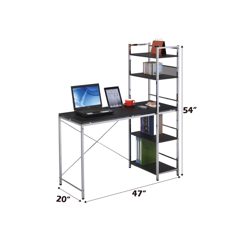 Bureau d'écriture Elvis & Chrome avec tablettes (sans les chaises de bureau)