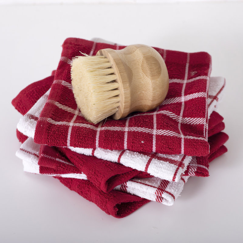 Cotton Plaid Dish Cloth Kitchen Towel, Paprika