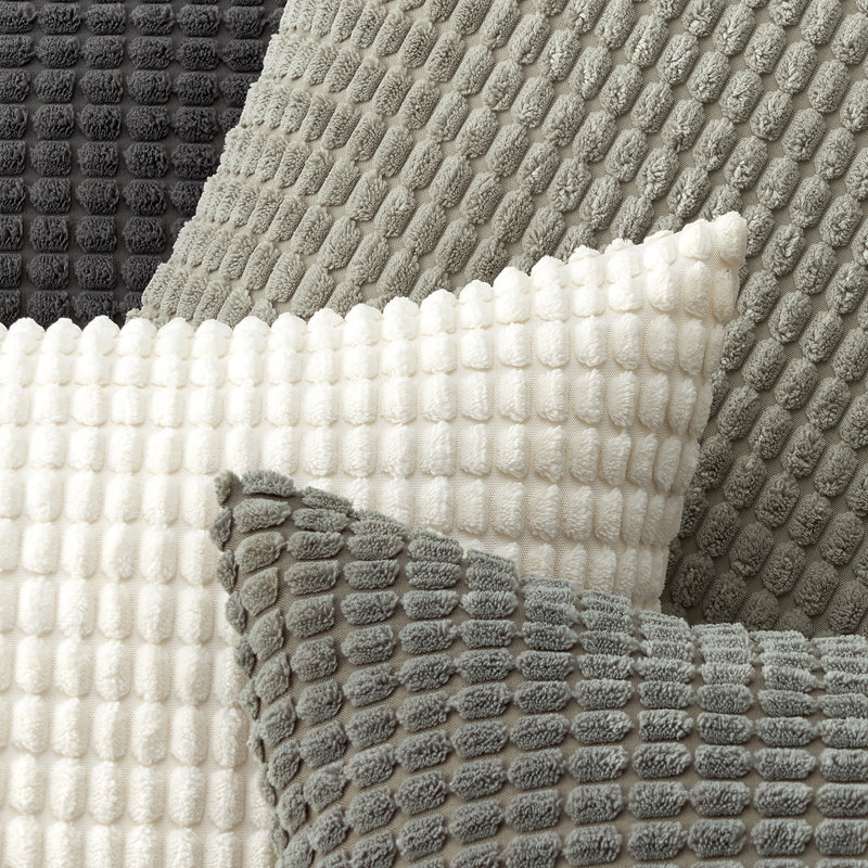 Corduroy Topfinel Throw Pillows Covers Multi Combo-Fluffy Corduroy Decorative Cushion Case Set of 4, Gray, 18"H x 18"W