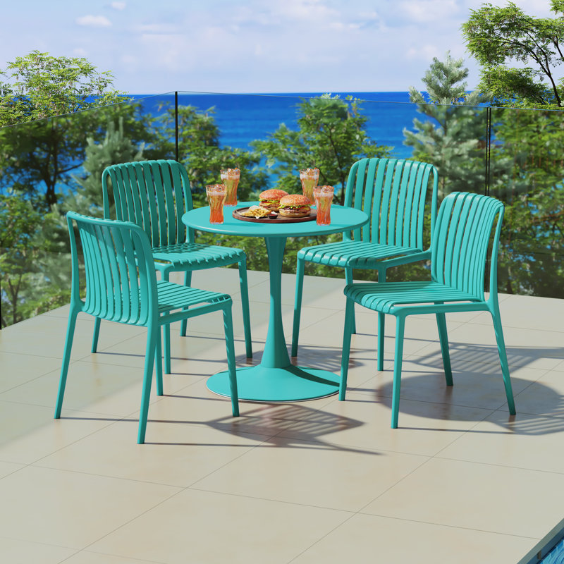 Ensemble repas extérieur pour 4 personnes, H 29 po x l 31,5 po x P 31,5 po, Sarcelle, 4