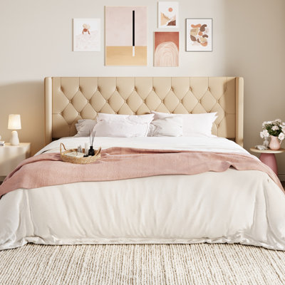 Hilbert Upholstered Low Profile Platform Bed Frame with Headboard