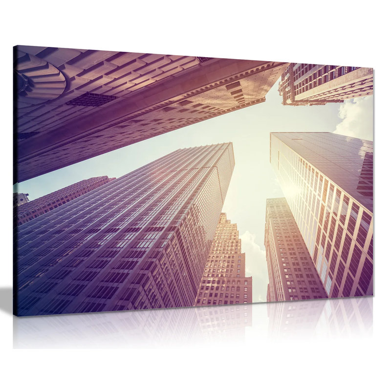 Skyscrapers In Manhattan At Sunset New York Office - Wrapped Canvas Print, 61cm H x 91cm W