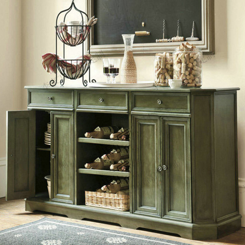 Casier classique classique en bois massif, Vert