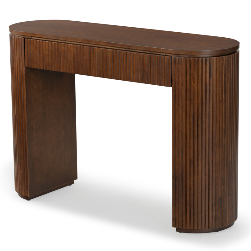 Rikki Fluted 1 Drawer Console, Walnut