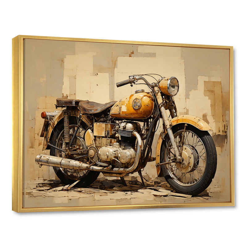 Minimalisme, motocyclette IV, impression d'art mural, Cadre flottant doré, H 12 po x l 20 po x P 1 po