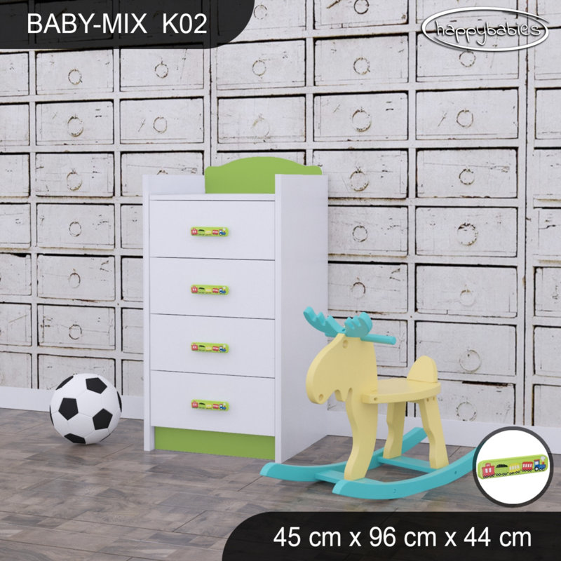 Baby Mix Kids 4 - Drawer Dresser, Green