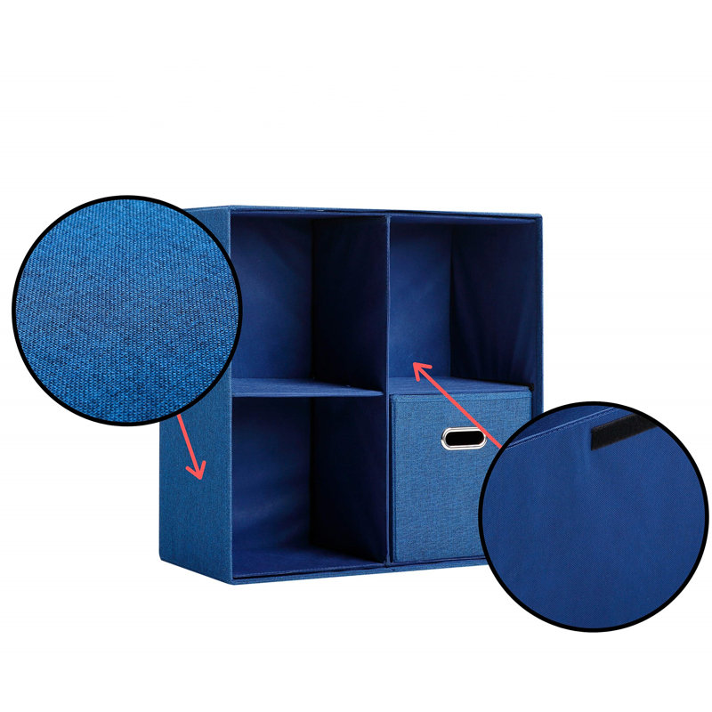 Linen Cube Organizer Shelf with 4 Storage Bins