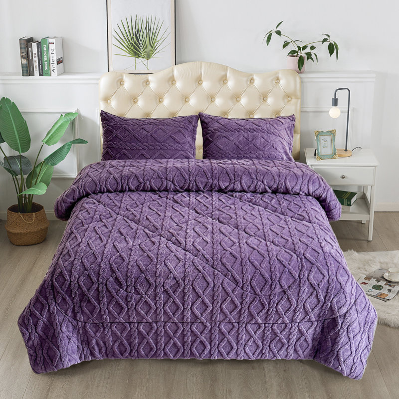 Knitted-Borrego2023-09 Throw Blanket, Purple, Queen