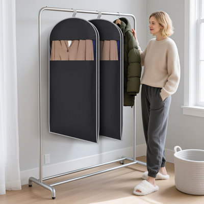 Sac à vêtements suspendu compact avec fermeture à glissière à compression automatique 50 pouces, sacs à vêtements de compression pour suspendre les vêtements avec fenêtre transparente, sacs de rangement pour garde-robe (paquet de 2)