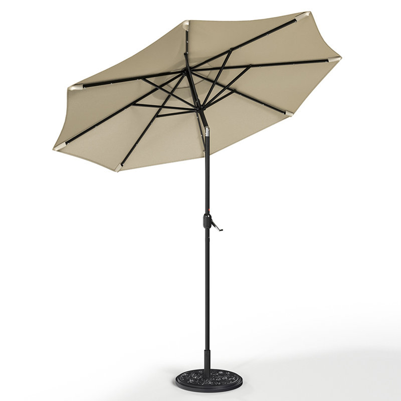 Aislynn 3m Traditional Parasol with LED Light, Beige
