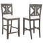 Tabouret de bar de hauteur grise et kaki (de 2) de style rustique avec coussin de siège et tabouret de salle à manger 2 - brun clair, rembourré à motif géométrique