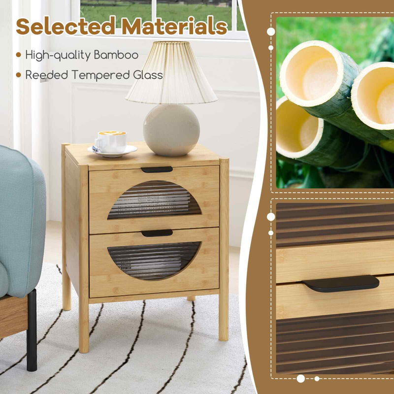 Senona 45cm W Bamboo / Rattan Bedside Table