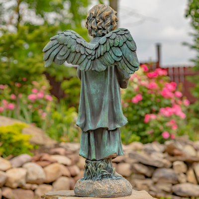 Child Angel Reading Book Magnesium Garden Statue