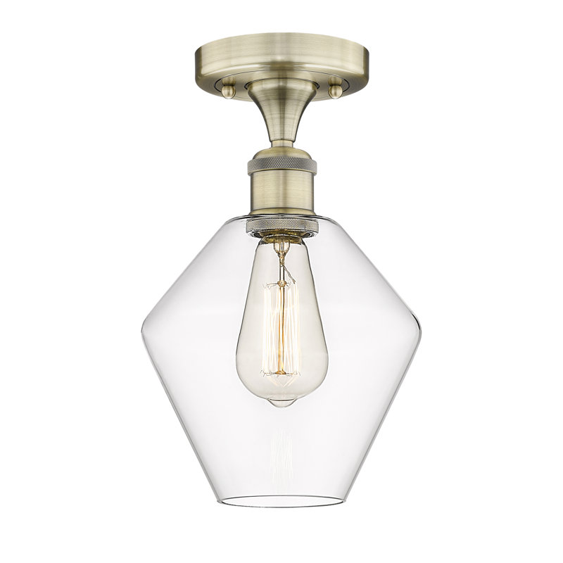 Plafonnier encastré Amylea, Transparent, Laiton antique, H 10,63 po x l 8 po x P 8 po