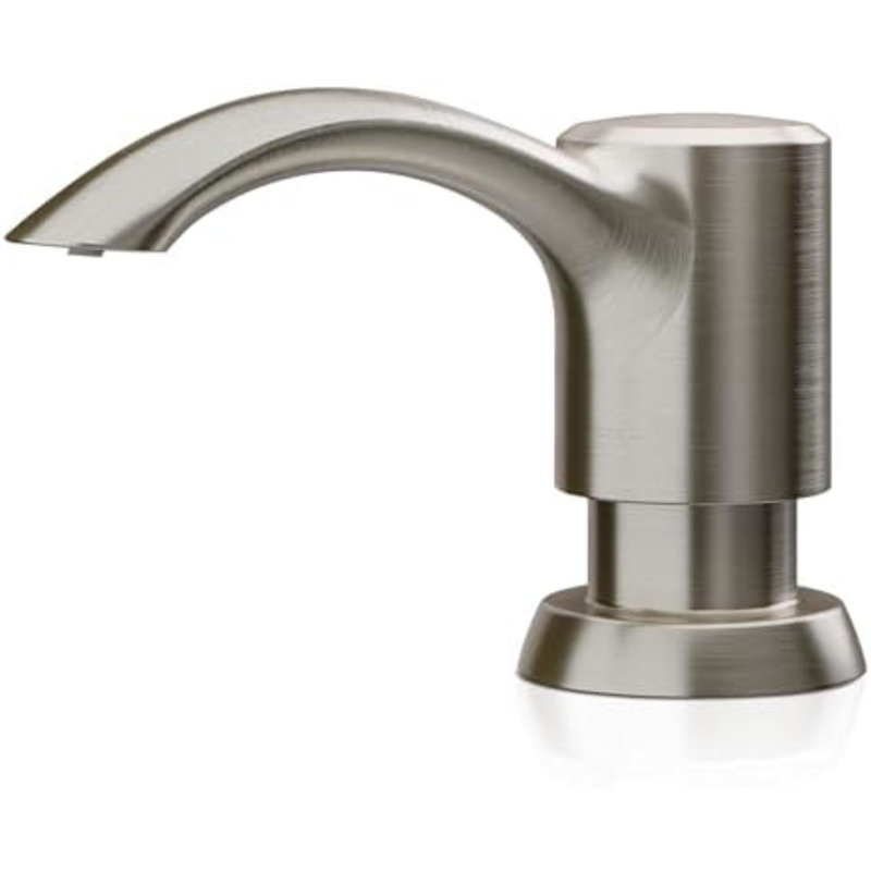 Built In Kitchen Sink Soap Dispenser (Brushed Nickel) With 13 Oz Large PET Lotion Bottle, Refill From Top
