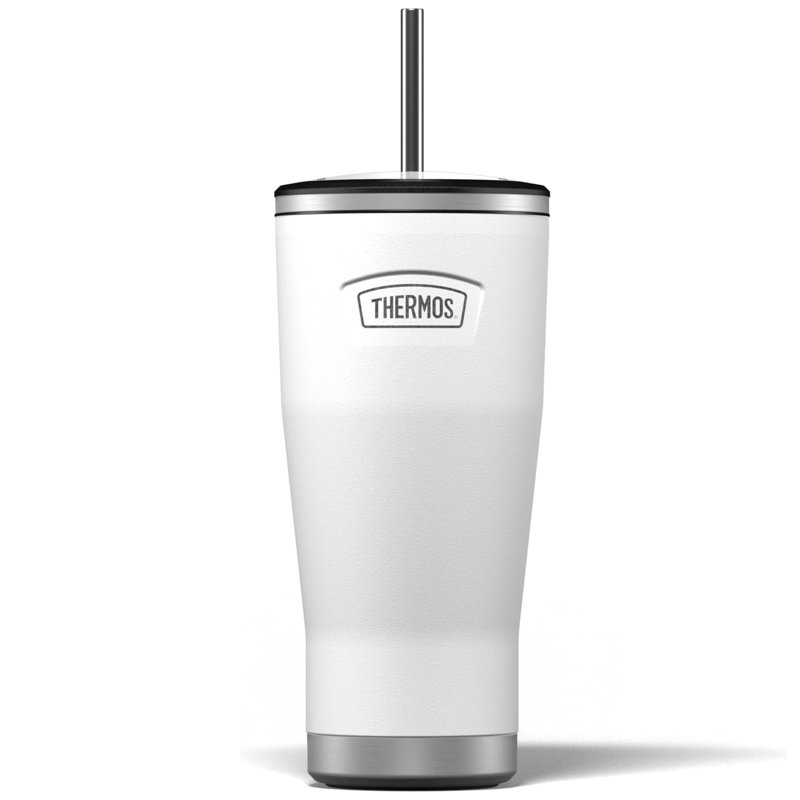  Icon Series Stainless Steel Travel Mug 710ml with Straw - White, White