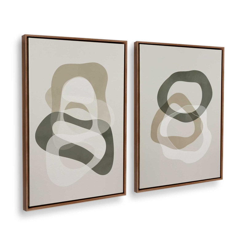 Ensemble de 2 imprimés Serene Loops, Cadre flottant en noyer, 12 po x 8 po