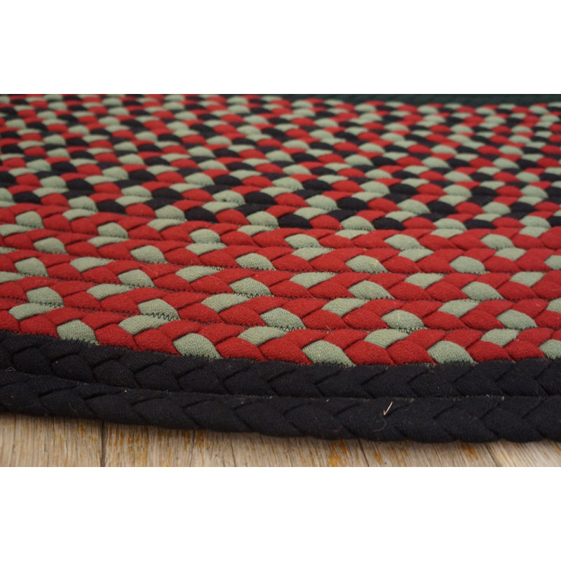 Vintage American Multicolor Oval Shape Braided Area Rug