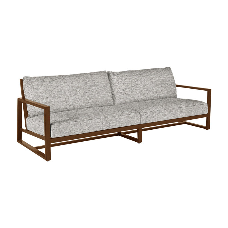 Avondale Aluminum Sofa - Oak, No Welt, Oak, Tweed Toffee