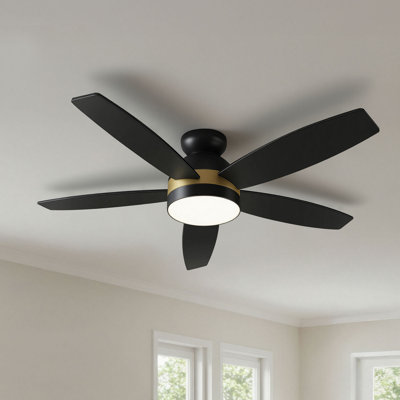 44" Flush Mount Modern Remote Control Ceiling Fan With Reversible DC Motorn And LED Lights