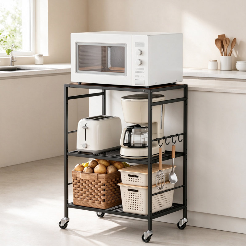 60 cm W Kitchen Cart with, Brown Panel