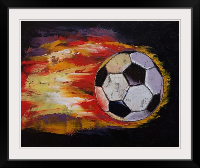 «Alcantar Soccer Ball» par Michael Creese - impression, Cadre noir, H 20 po x l 23 po x P 1 po