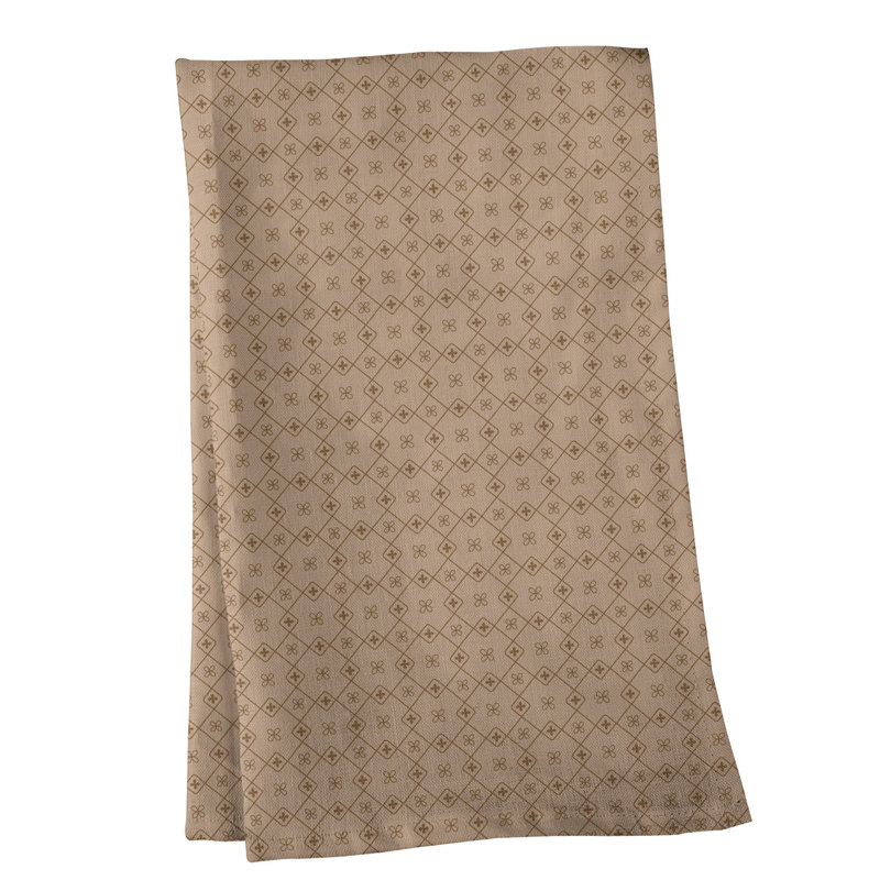 Serviette de thé à motif napperon monochrome, Sergé de coton, Brun