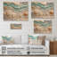 Coquillage et paysage de plage marbré I - décoration murale en bois côtier - sur bois de pin naturel-111136822