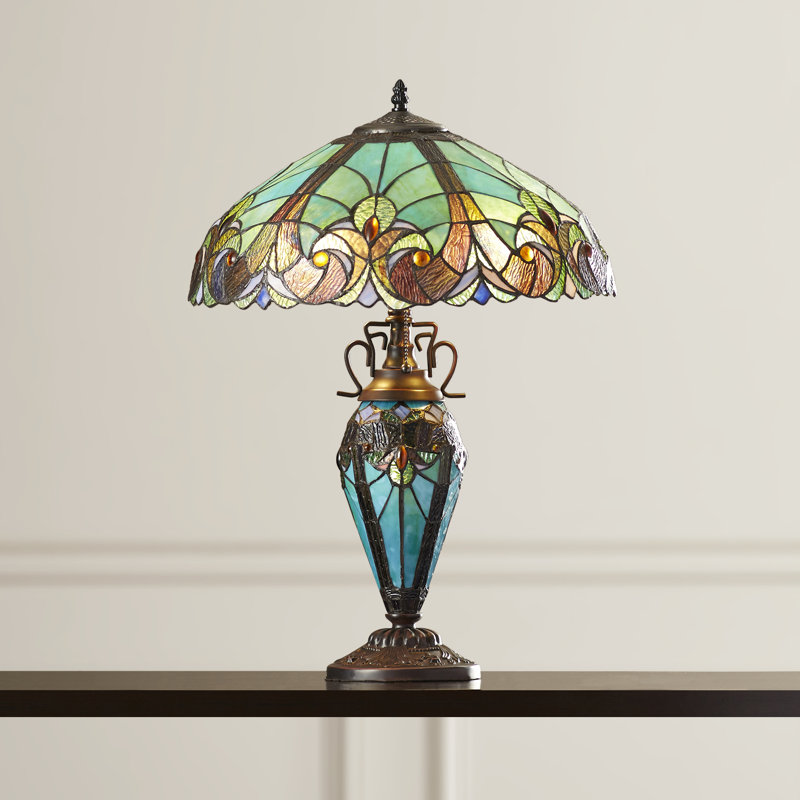 Lampe de table brune / bleue 24,5 po Aldan