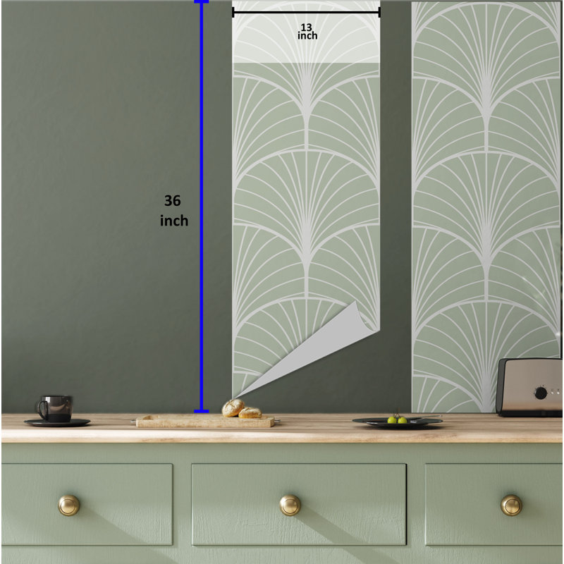 Rouleau géométrique Kalaeb, 13 po x 36 po, Vert pâle / blanc