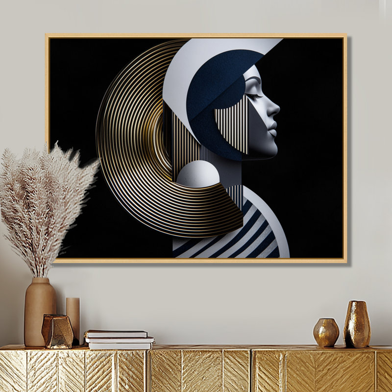 Femme, symétrie sombre de la force, portrait géométrique de la femme III - femme abstraite, art mural, H 30 po x l 40 po