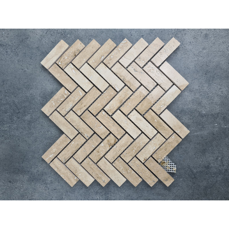1" x 3" Marble Herringbone Mosaic Wall & Floor Tile