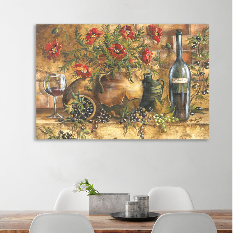 «Tuscan Kitchen Red Poppies», reproduction d'art sur toile tendue, H 32 po x l 48 po