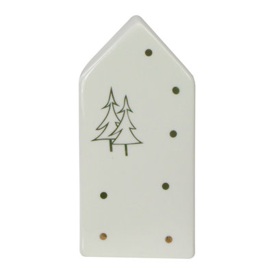 5" White and Gold Ceramic House Christmas Tabletop Decoration