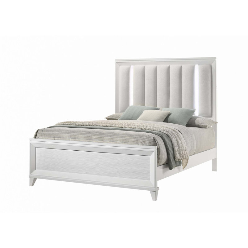 Tête de lit tapissier à panneau 1pc avec lumières à DEL (seulement lit), Grand