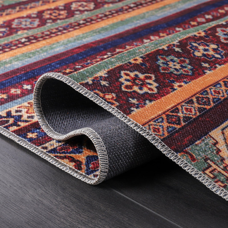 Oriental Cotton and Chenille Flatweave Area Rug, 160 cm round