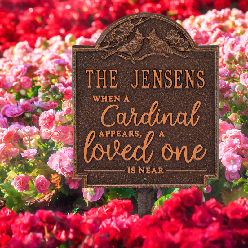 Cardinal Love Garden Personalized Lawn Plaque, Antique Copper, Yes