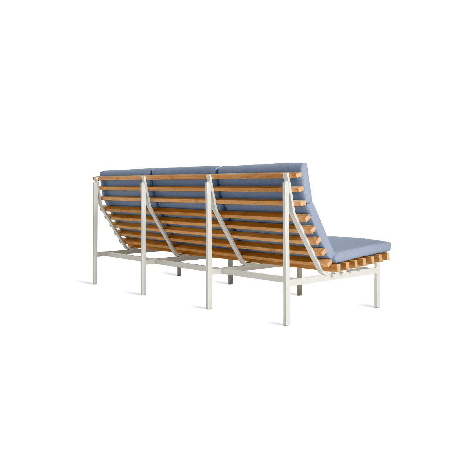 Perch 88'' Wide Powder Coated Aluminum Patio Sofa with Cushions, Sunbrella Haze, White