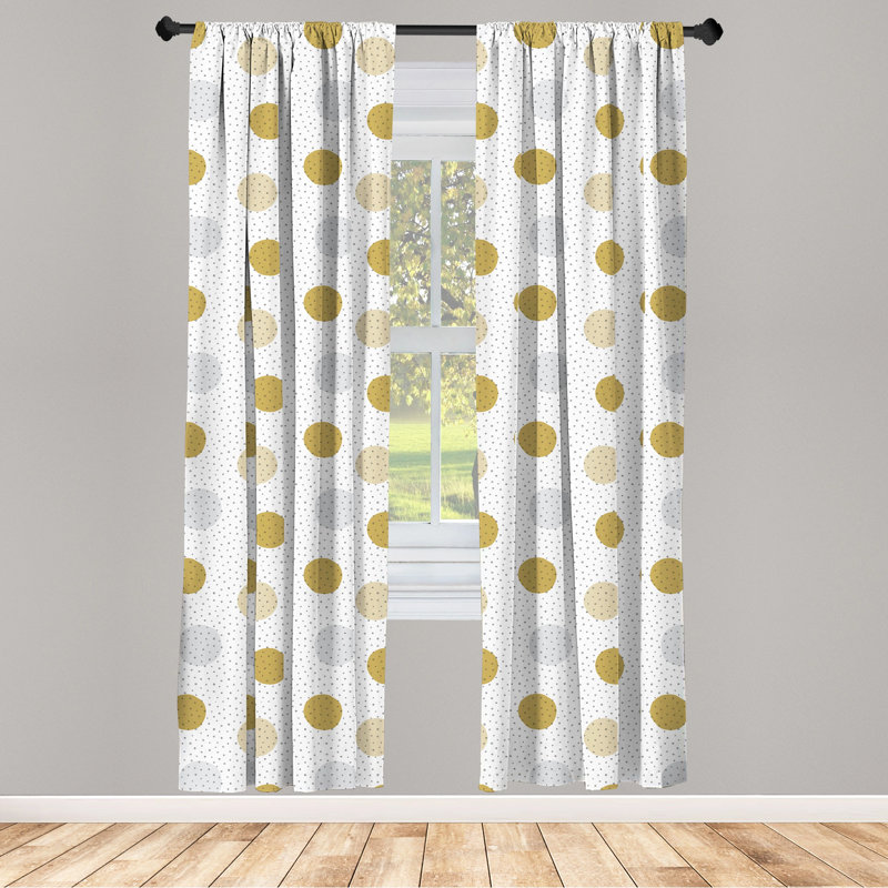 Polka Dots Semi-Sheer Rod Pocket Curtain Panels, 28" W x 84" L