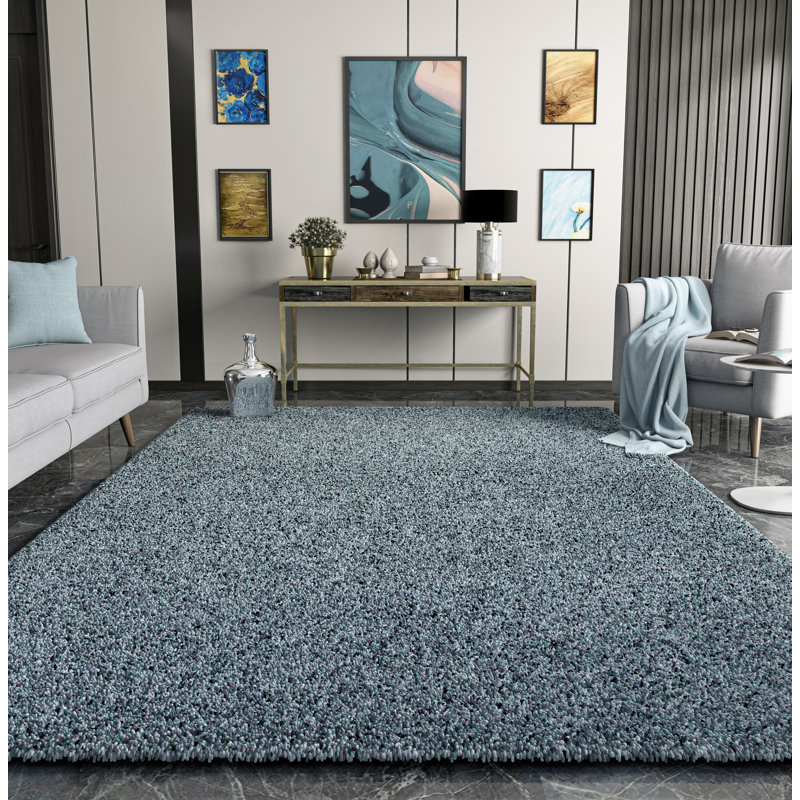 Tapis intérieur / extérieur en laine Gratz bleu clair, Rectangle 5 pi x 7 pi