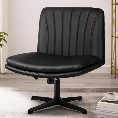 Kiawna Criss Cross Legged Office Chair, Armless Office Desk Chair No Wheels