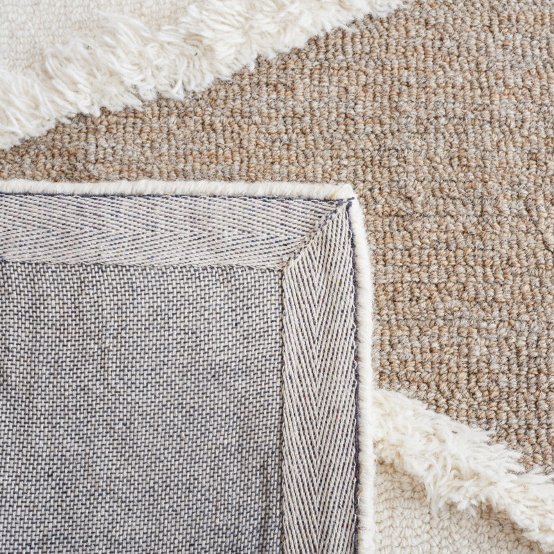 Jacobo Hand Tufted Wool/Cotton Geometric Rug in Brown/Ivory, Rectangle 5' x 8'