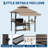 Khaki 8x5 FT Heavy-Duty Steel Grill Gazebo with Double-Tier Roof and 7x3 FT Awning, Weather-Resistant Outdoor BBQ Canopy with Metal Frame, Shelves and LED Lights-126709473