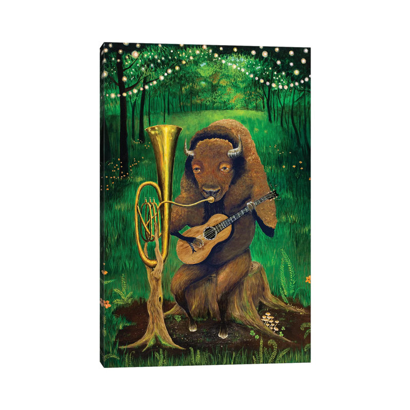 One Man Bison Band by Jahna Vashti - Wrapped Canvas Painting, 66.04 cm H x 45.72 cm W