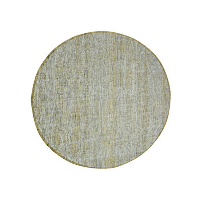 Tapis oriental rond en laine jaune noué à la main 11 pi 10 po x 11 pi 10 po - MOA10276728