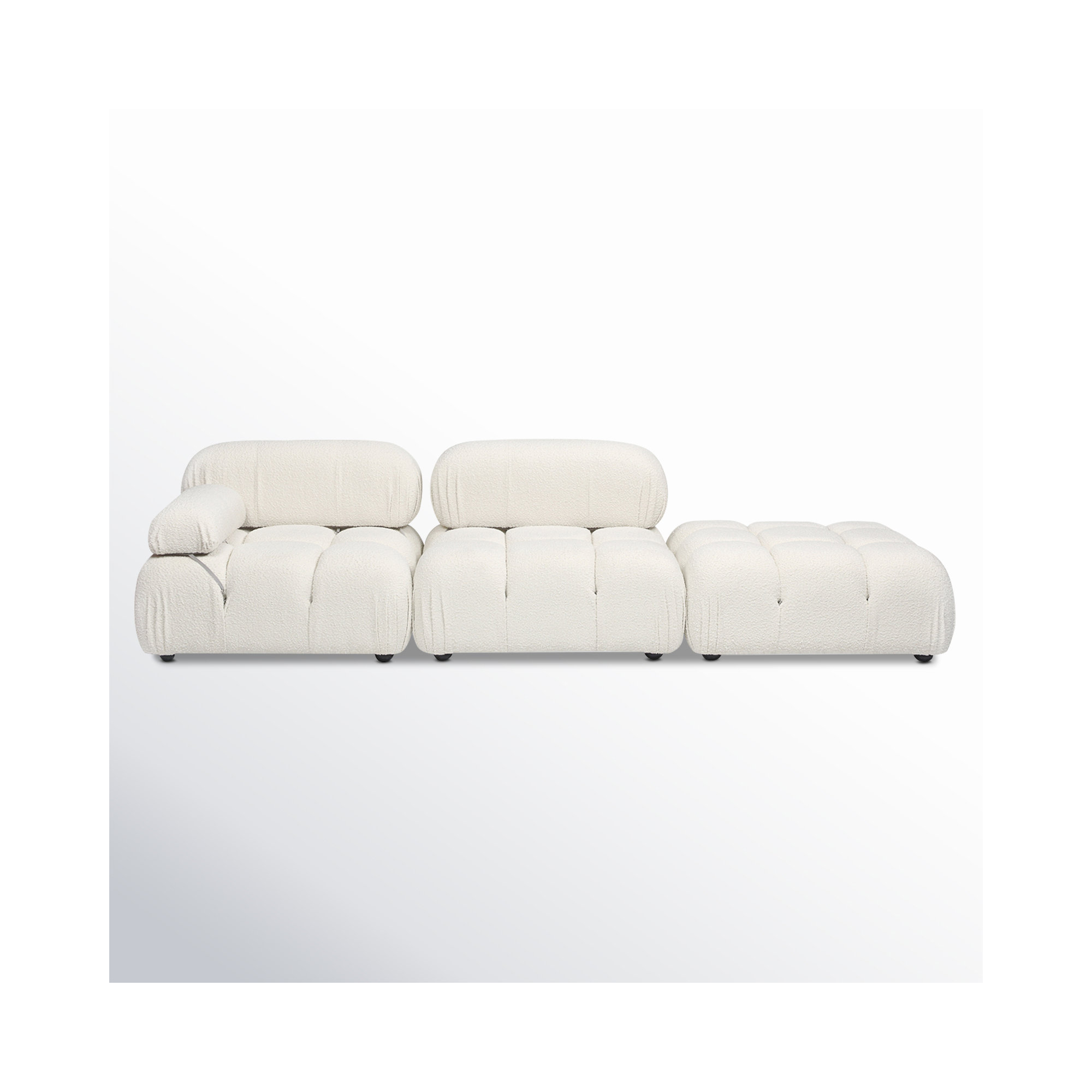 Sigma Upholstered Chaise Lounge, Ivory Boucle